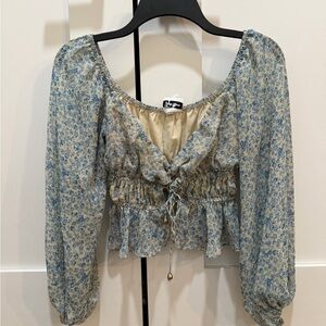Floral front tie top